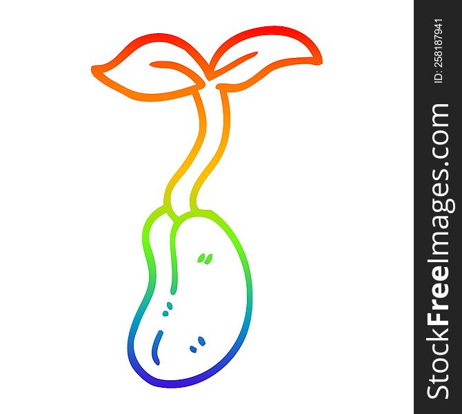 Rainbow Gradient Line Drawing Cartoon Seedling