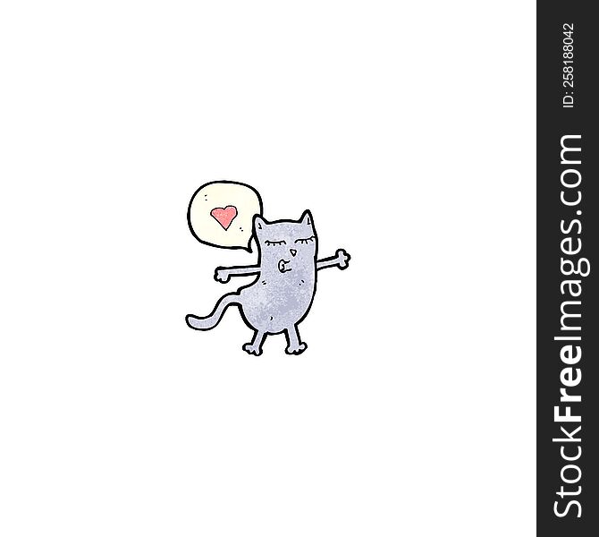 funny cartoon cat with love heart