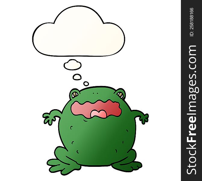 Cartoon Toad And Thought Bubble In Smooth Gradient Style
