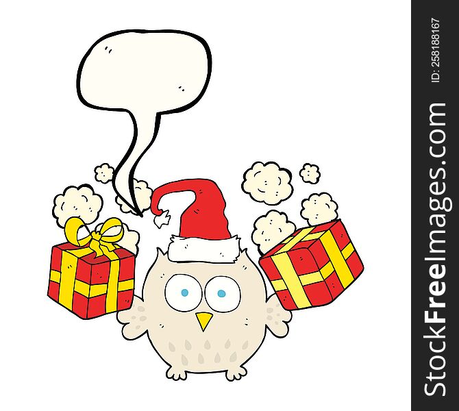 Speech Bubble Cartoon Christmas Owl