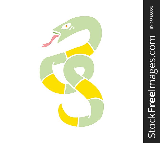 Hissing Flat Color Style Cartoon Snake