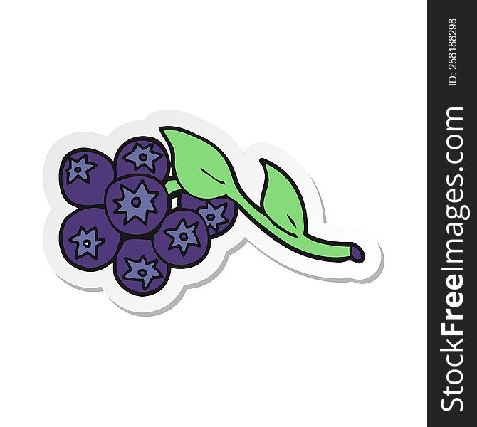 sticker of a cartoon blueberries