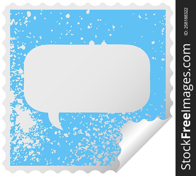 Distressed Square Peeling Sticker Symbol Speech Bubble