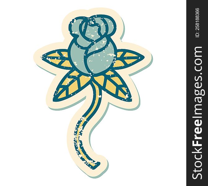 iconic distressed sticker tattoo style image of rose. iconic distressed sticker tattoo style image of rose