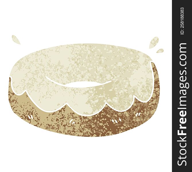 Quirky Retro Illustration Style Cartoon Iced Donut