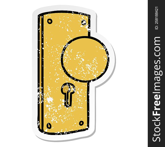 Distressed Sticker Cartoon Doodle Of A Door Handle