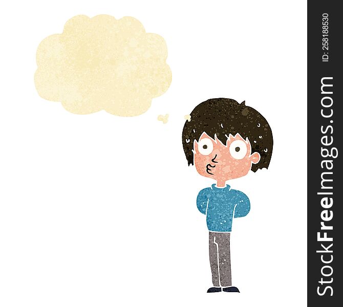 Cartoon Impressed Boy With Thought Bubble
