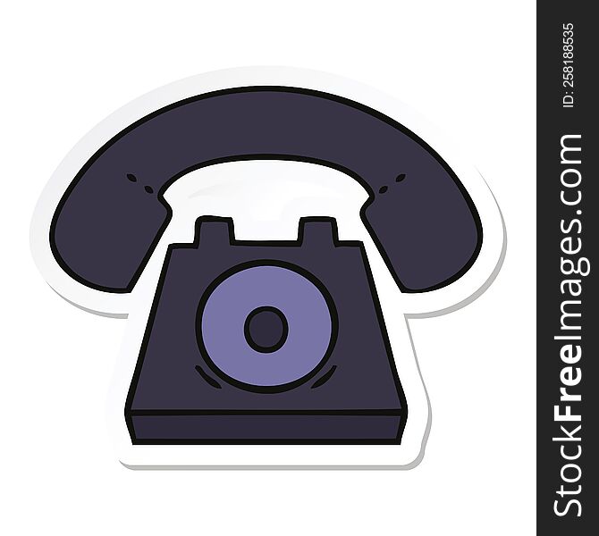 Sticker Of A Cute Cartoon Old Telephone