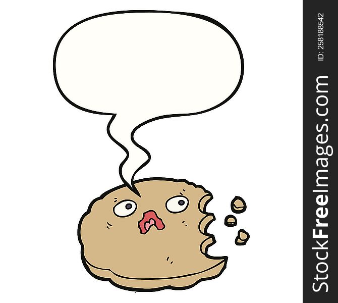 Cartoon Bitten Cookie And Speech Bubble