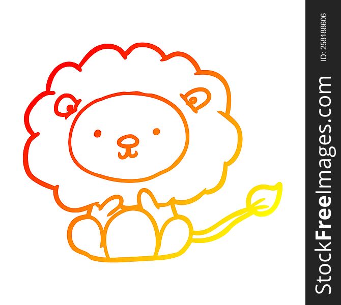 warm gradient line drawing of a cute lion