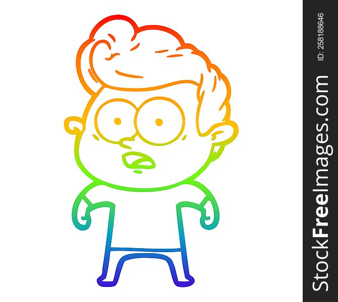 Rainbow Gradient Line Drawing Cartoon Staring Man