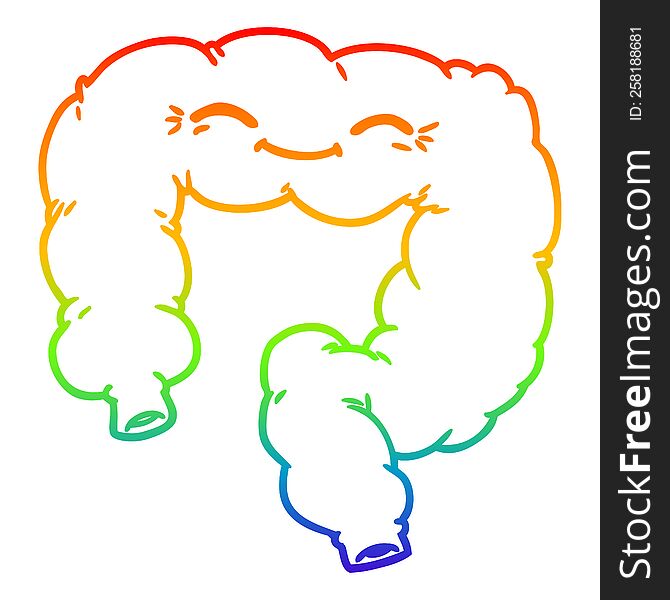 Rainbow Gradient Line Drawing Cartoon Happy Colon