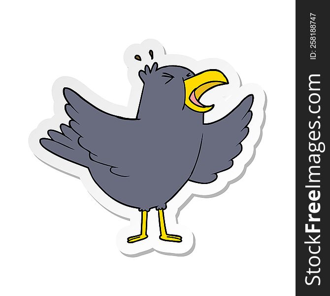 distressed sticker of a cartoon squawking bird