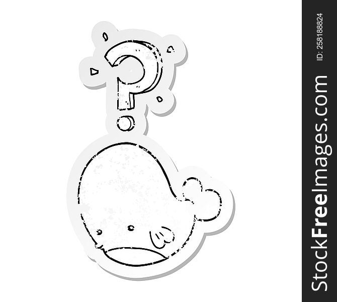 distressed sticker of a cartoon confused whale