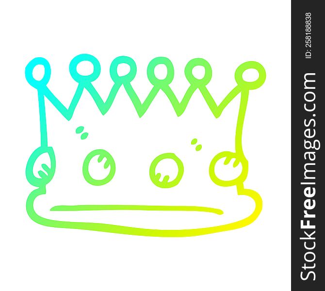 cold gradient line drawing of a cartoon royal crown