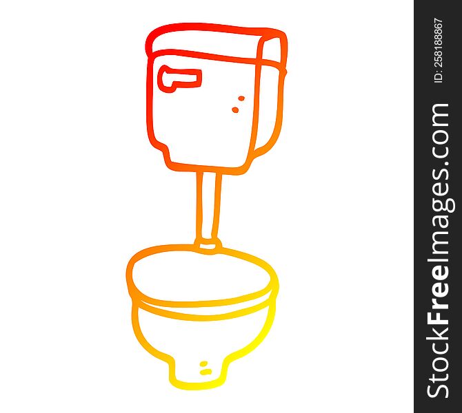 warm gradient line drawing of a cartoon golden toilet
