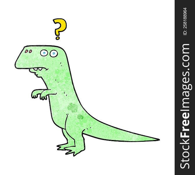 freehand textured cartoon confused dinosaur