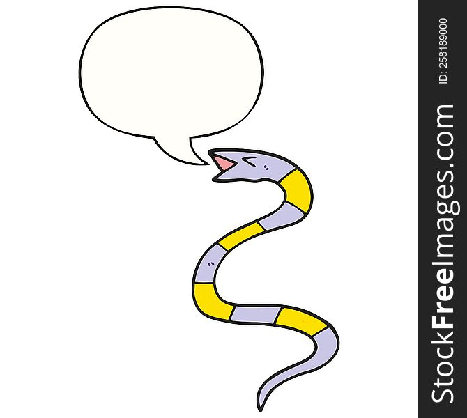 Hissing Cartoon Snake And Speech Bubble