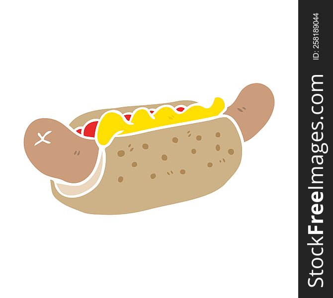 Flat Color Style Cartoon Fresh Tasty Hot Dog