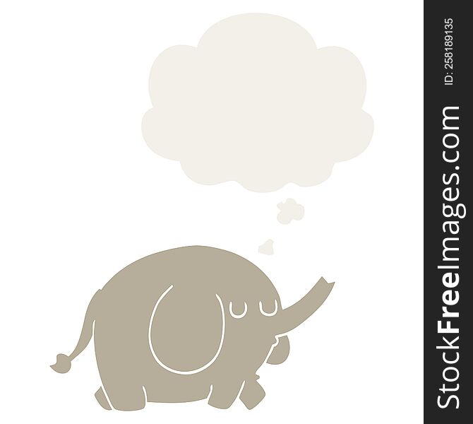 Cartoon Elephant And Thought Bubble In Retro Style