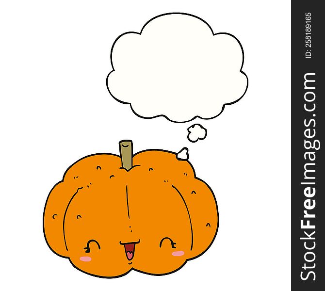 Cartoon Pumpkin And Thought Bubble