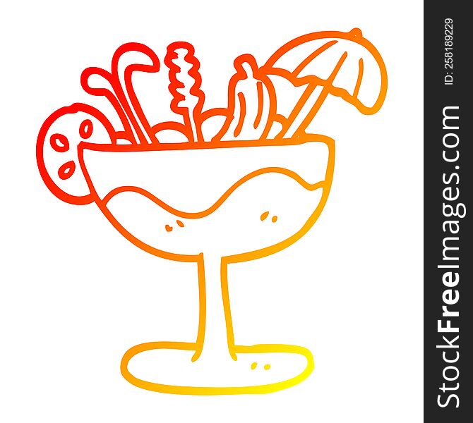 warm gradient line drawing of a cartoon cocktail