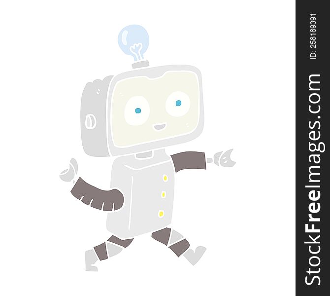 Flat Color Illustration Of A Cartoon Robot