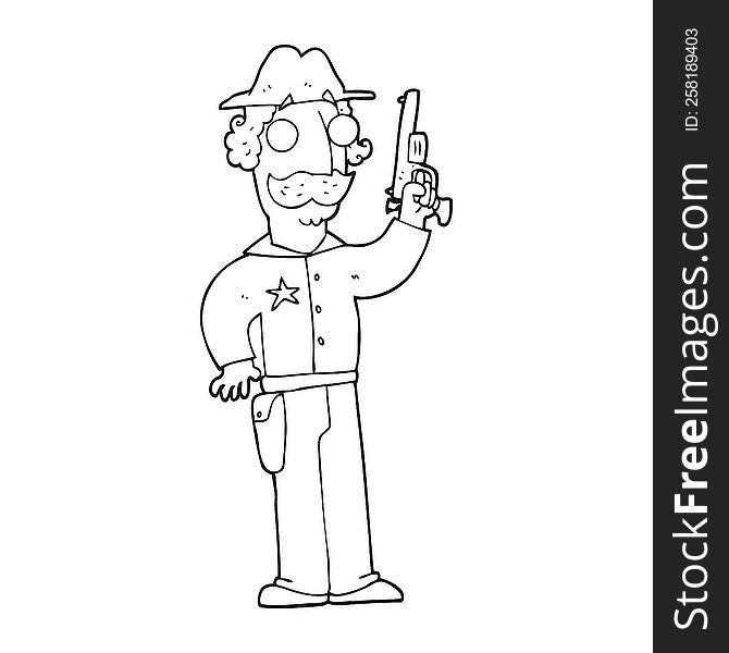 Black And White Cartoon Sheriff