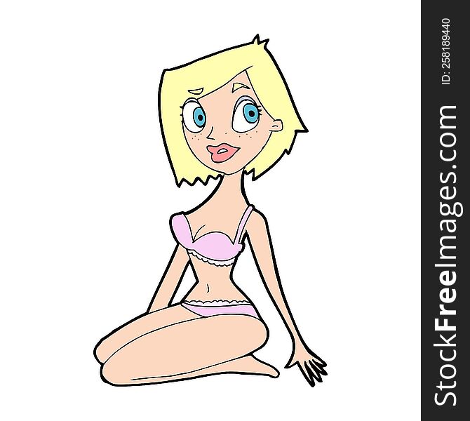 cartoon pretty woman in underwear