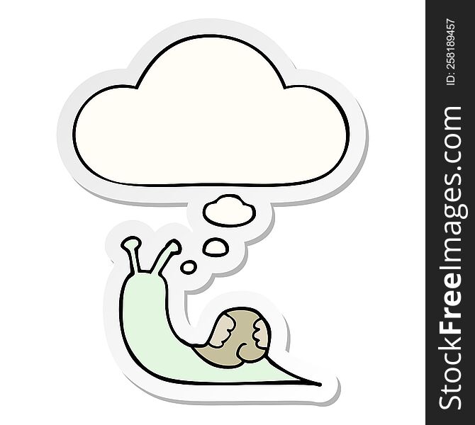 cartoon snail with thought bubble as a printed sticker