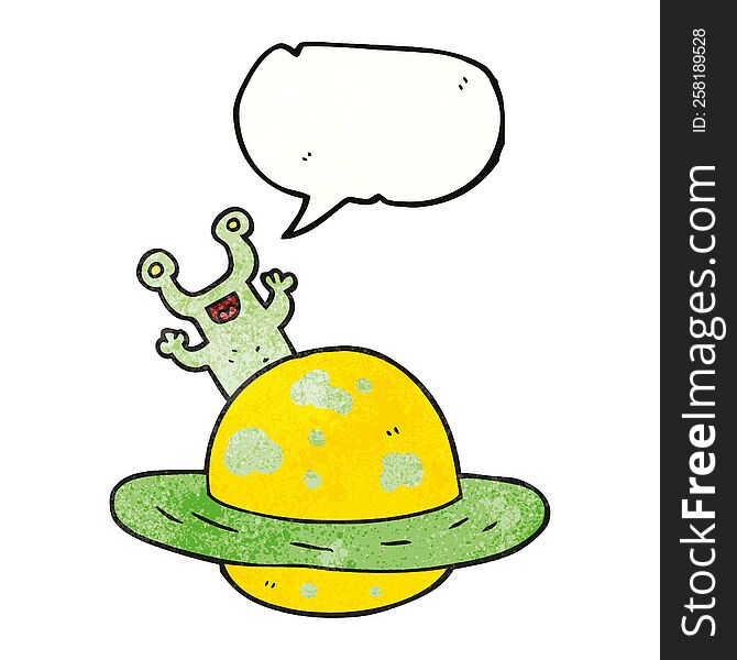 freehand speech bubble textured cartoon alien planet