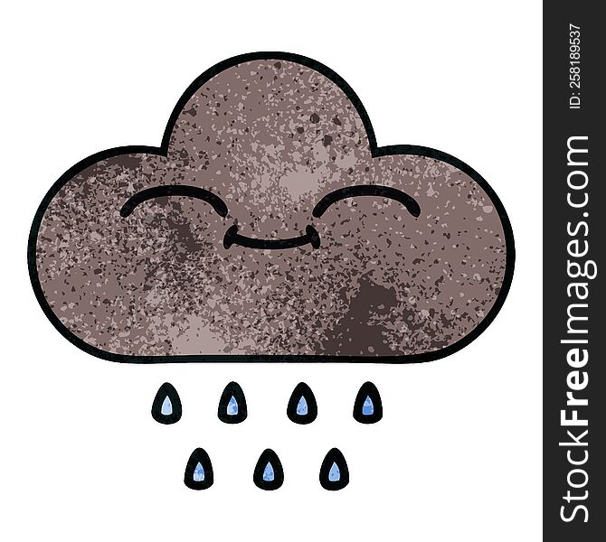 retro grunge texture cartoon of a storm rain cloud