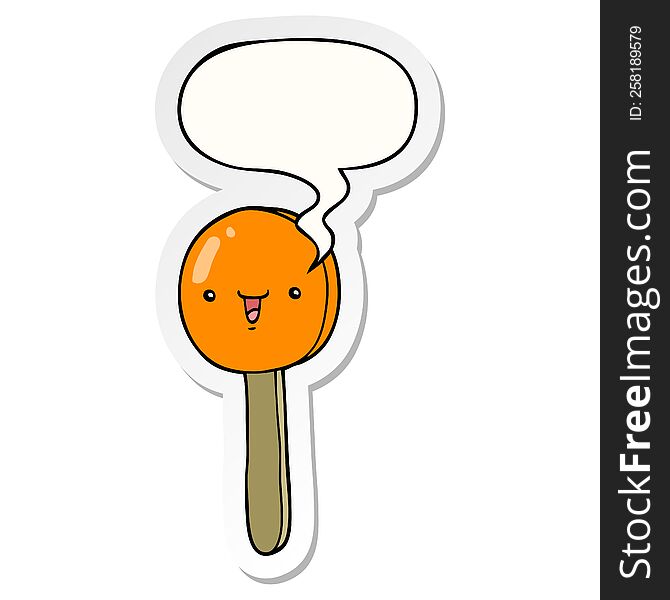 Cartoon Lollipop And Speech Bubble Sticker