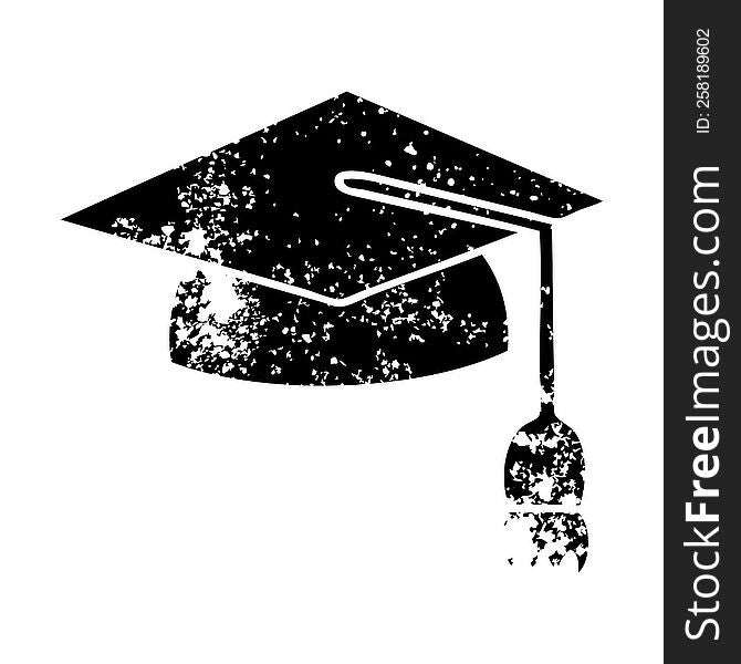 Distressed Symbol Graduation Cap
