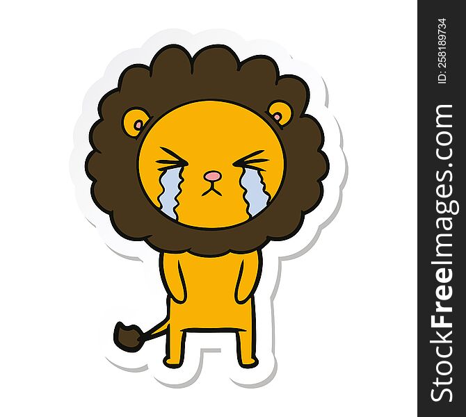 Sticker Of A Cartoon Crying Lion