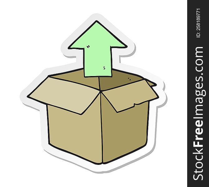 sticker of a cartoon unpacking a box