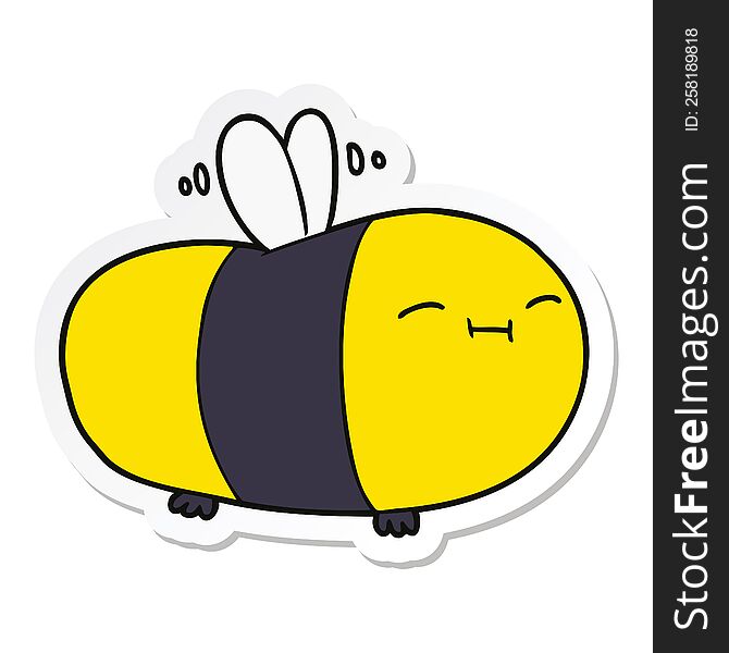 sticker of a happy cartoon bee