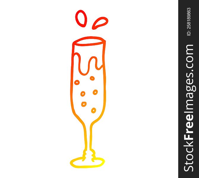 warm gradient line drawing of a cartoon glass of champagne