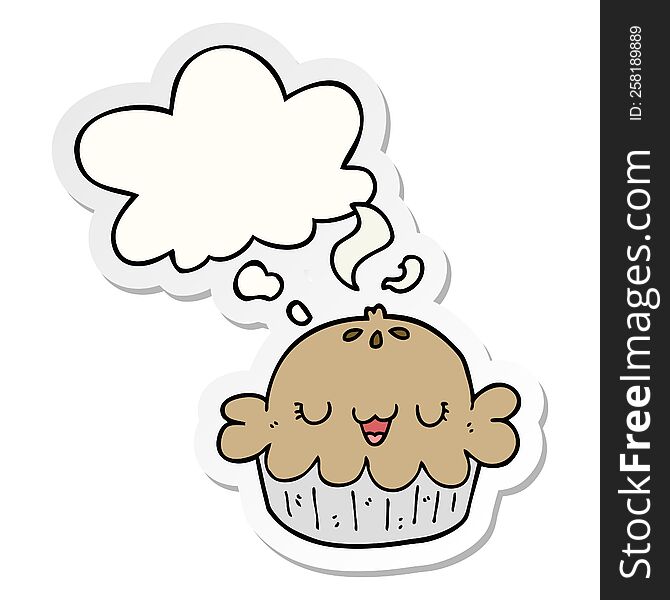 Cute Cartoon Pie And Thought Bubble As A Printed Sticker