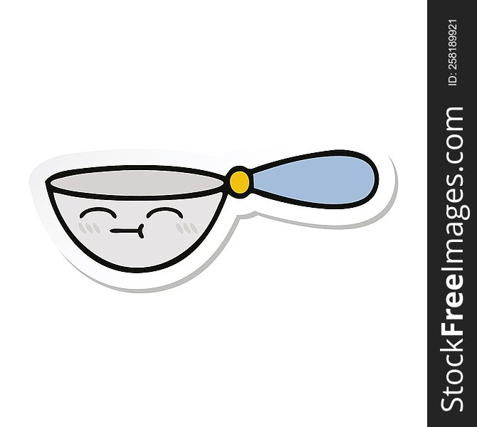 sticker of a cute cartoon measuring spoon