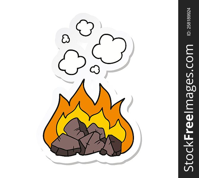 sticker of a cartoon hot coals