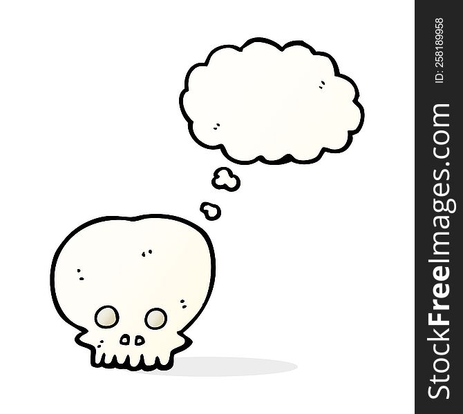 Cartoon Spooky Skull Symbol With Thought Bubble
