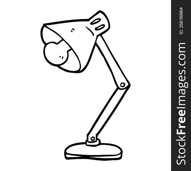 Line Drawing Cartoon Angled Desk Lamp