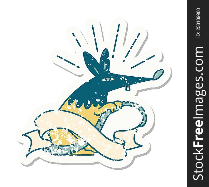 Grunge Sticker Of Tattoo Style Sneaky Rat