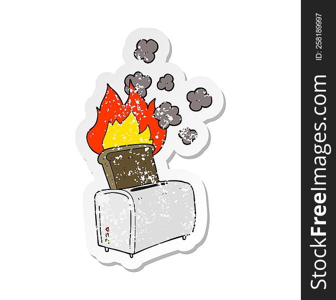 retro distressed sticker of a cartoon burnt toast