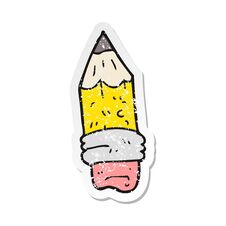 Free Retro Distressed Sticker Of A Cartoon Pencil Stub Stock Photos - 258190833