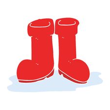 Flat Color Illustration Of A Cartoon Wellington Boots In Puddle Stock Photo Flat Color Illustration Of A Cartoon Wellington Boots In Puddle Stock Photo