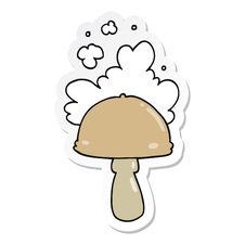 Free Sticker Of A Cartoon Mushroom With Spore Cloud Royalty Free Stock Photos - 258195628