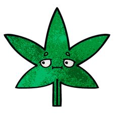 Retro Grunge Texture Cartoon Marijuana Leaf Stock Photography