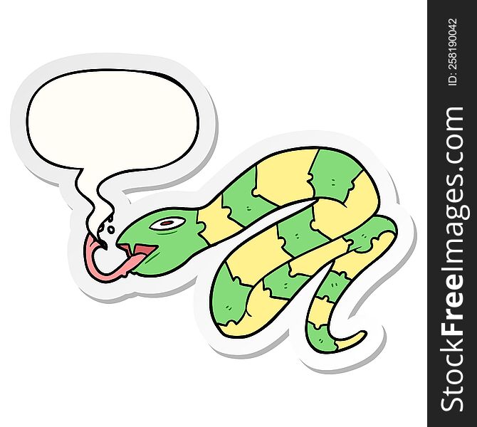 Cartoon Hissing Snake And Speech Bubble Sticker